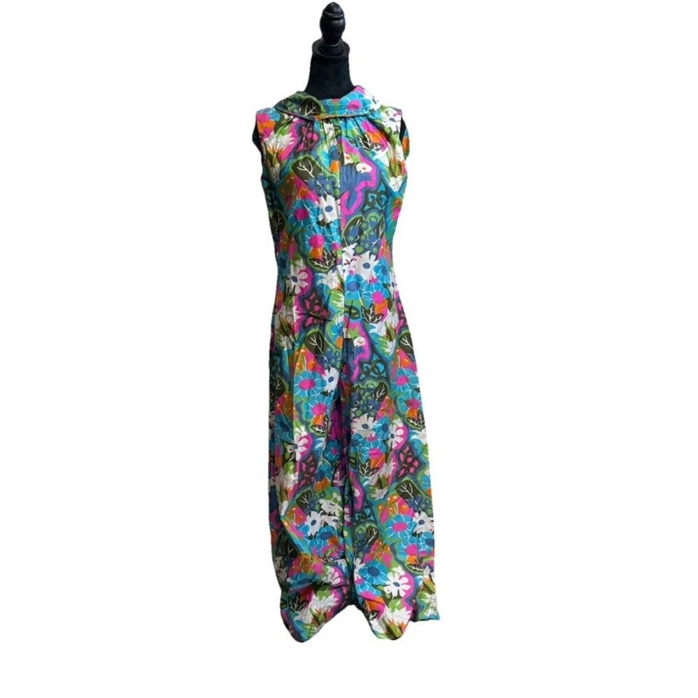 *Vintage Handmade 60s 70s Psychedelic Paisley Wide Leg Jumpsuit Colorful Size L